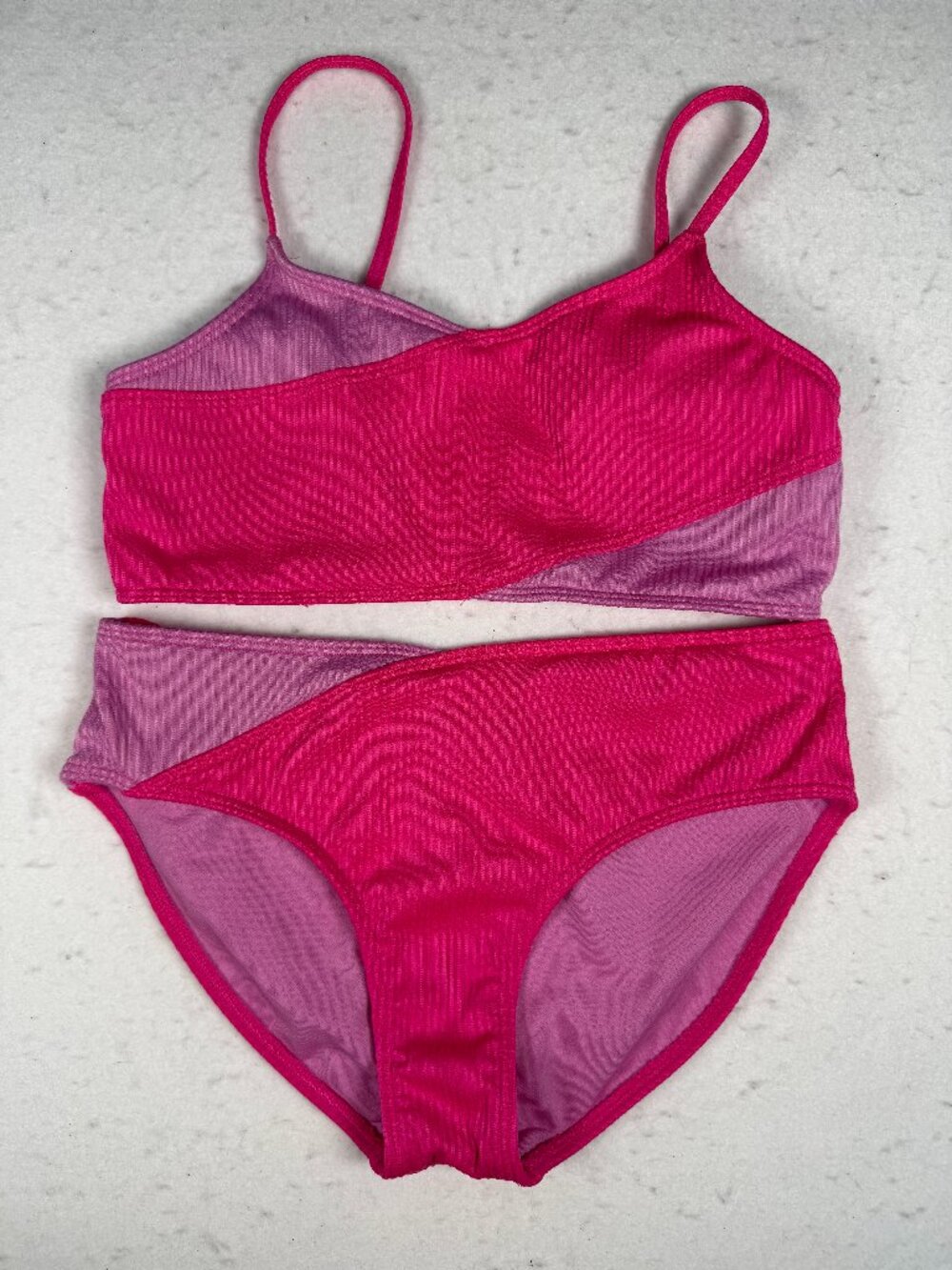 Abercrombie & Fitch Kids Girls Two Piece Swimsuit 11/12 Pink & Purple accent